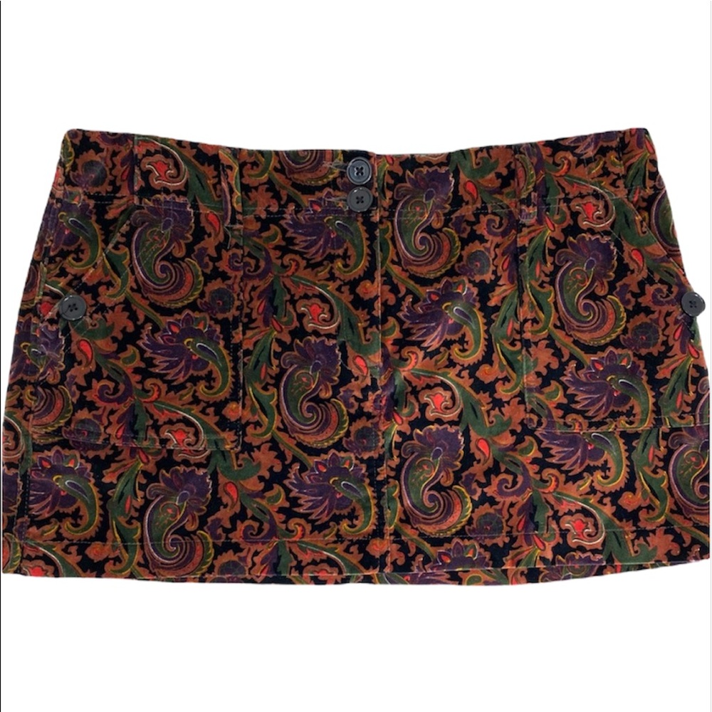 Paisley Patterned, Velvet Mini Skirt